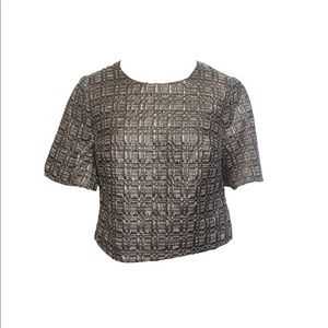 Ark & Co Silver and Gold Textured Metallic Short Sleeve Top, Size S 🗣